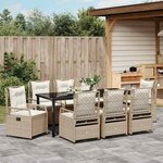 vidaXL Ensemble de salle à manger pour jardin 9 Pièces Beige polyrotin