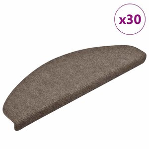 vidaXL Tapis d'escalier auto-adhésifs 30 pièces 65 x 21 x 4 cm Beige Demi-rond Grand