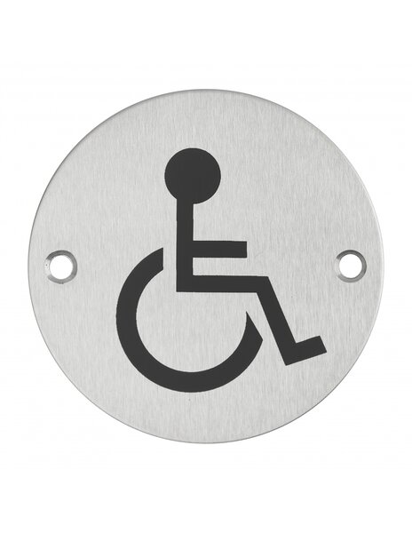 THIRARD - Disque de signalisation WC Handicapé à visser inox brossé marquage noir Ø76mm - THIRARD