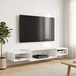 vidaXL Meuble TV mural Montage mural Blanc 140 x 28 x 21 cm