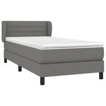 vidaXL Sommier à lattes de lit avec matelas Gris foncé 90x200 cm Tissu