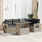 vidaXL Salon de jardin 6 Pièces avec coussins gris clair résine tressée
