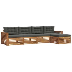 vidaXL Ensemble de canapés d'extérieur 5 Pièces Naturel et Anthracite