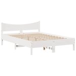 vidaXL Cadre de lit avec tiroirs blanc 140x200 cm bois de pin massif