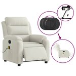 vidaXL Fauteuil inclinable de massage électrique crème velours