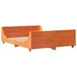 vidaXL Cadre de lit sans matelas cire marron 135x190cm bois pin massif