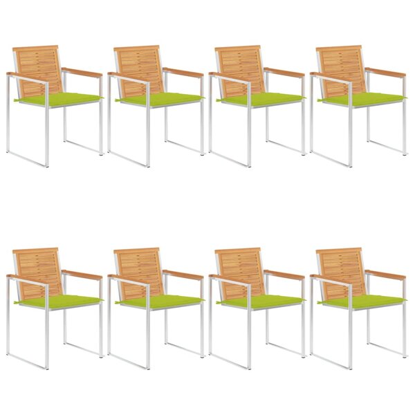 vidaXL Chaises de jardin lot de 8 avec coussins Bois de teck massif