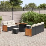 vidaXL Ensemble de canapé de jardin avec coussin 10 Pièces Noir et Crème