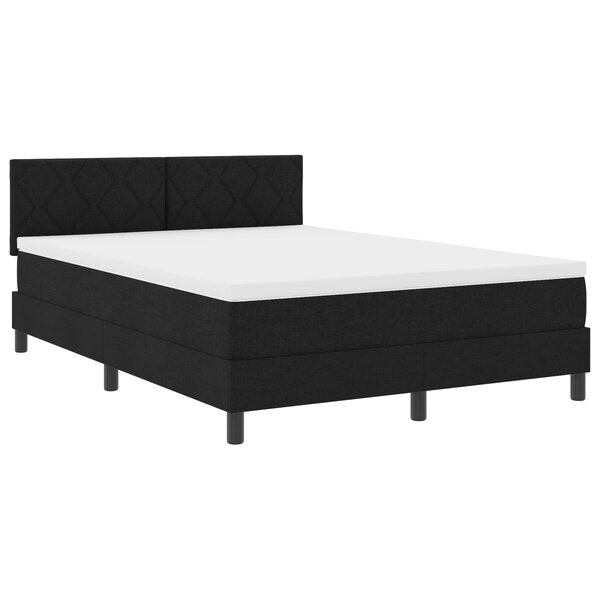 vidaXL Lit à ressort avec matelas Noir 140x190 cm en tissu