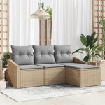 vidaXL Ensemble de canapé de jardin 4 Pièces Beige  Gris clair