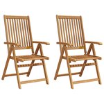 vidaXL Chaises pliables de jardin lot de 2 Bois solide d'acacia Marron