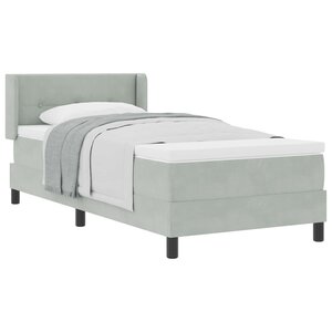 vidaXL Lit à ressorts avec tête de lit Gris clair 200 x 100 cm Velours