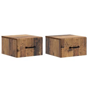vidaXL Cabinet de chevet mural 2 Pièces Bois ancien 34 5 x 33 x 20 cm