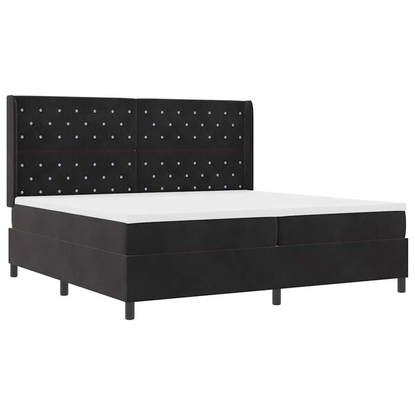 vidaXL Lit à Ressorts avec Matelas LED Noir 200 x 200 cm Velours
