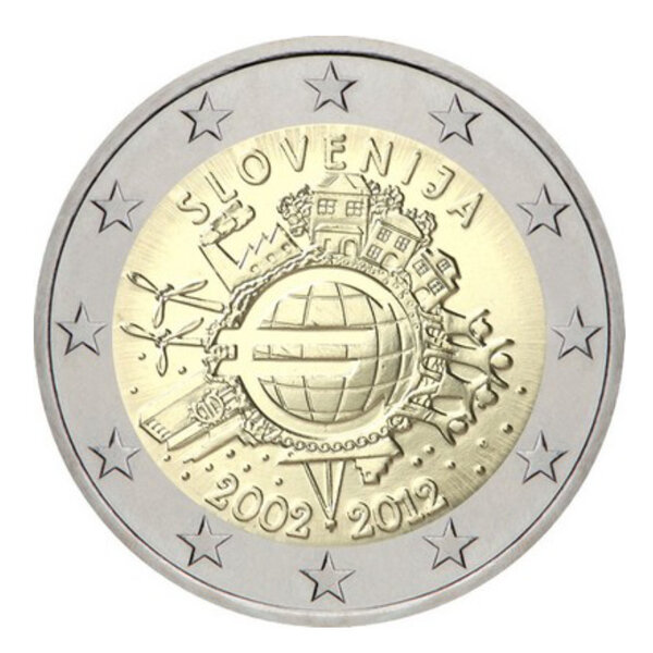 2 euros commémorative Slovénie 2012 - 10 ans de l'Euro.
