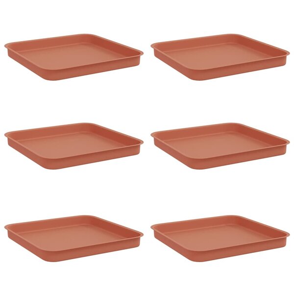 vidaXL Plateau carré à fleurs 6 pc Rouge brique 25 5 x 25 5 x 2 5 cm