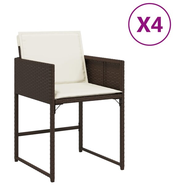 vidaXL Chaises de jardin avec coussins lot de 4 marron résine tressée