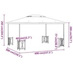 vidaXL Tonnelle avec parois et toit double 3x4 m Crème