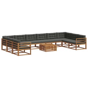 vidaXL Ensemble de canapés d'extérieur 11 Pièces Naturel et Anthracite