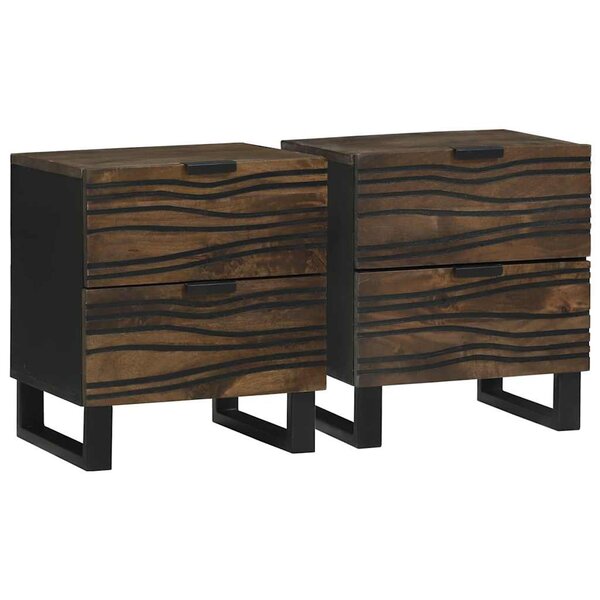 vidaXL Meubles de chevet - 2 pièces  40x33.5x46 cm  en bois massif de mangue