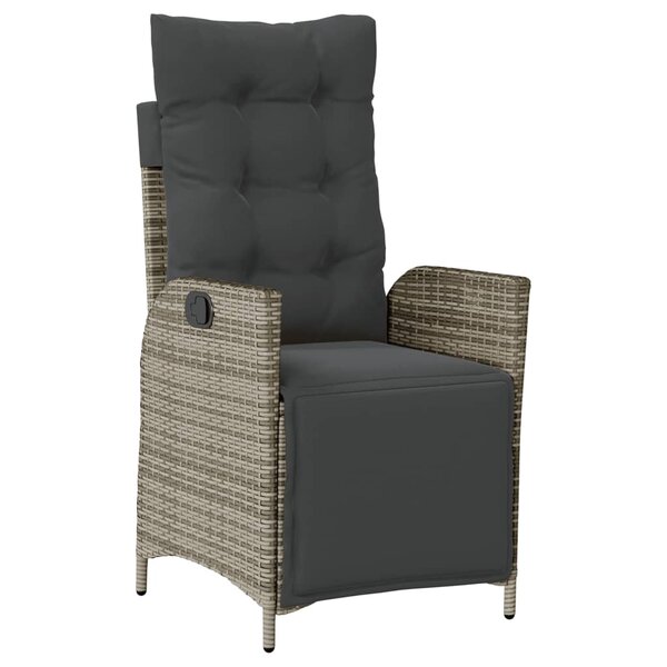 vidaXL Chaise inclinable de jardin et repose-pied gris résine tressée