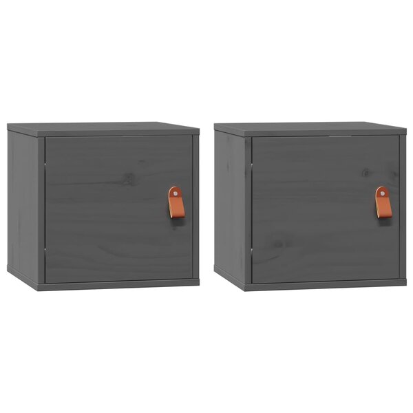 vidaXL Armoires murales 2 Pièces Gris 31 5x30x30 cm Bois de pin massif