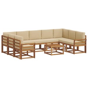 vidaXL Ensemble de canapés d'extérieur 10 pc Naturel et Beige
