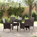 vidaXL Ensemble de salle à manger pour jardin 5 Pièces Marron Poly rotin