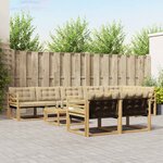 vidaXL Ensemble de canapés d'extérieur 9 Pièces Blanc et Beige