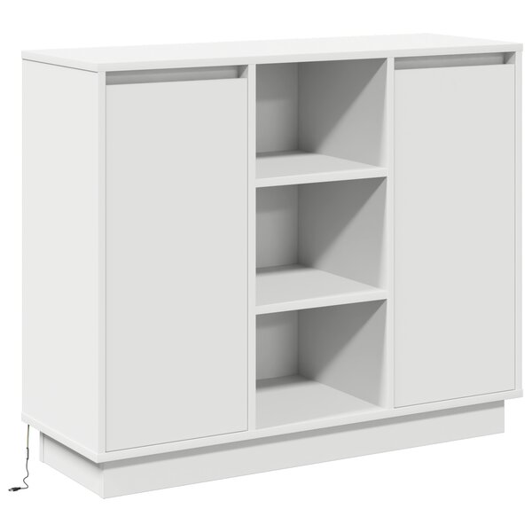 vidaXL Buffet avec LED Blanc 90x32x75 cm Bois d'ingénierie