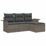 vidaXL Ensemble de canapé de jardin avec coussin 4 Pièces Gris Poly rotin
