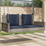 vidaXL Banc à bascule avec coussins Gris 119 x 56 x 48 cm Résine tressée