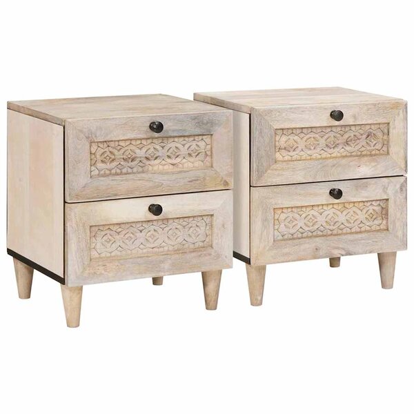 vidaXL Table de chevet avec tiroir 2 Pièces Beige 40 x 33 x 46 cm