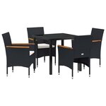 vidaXL Ensemble de salle à manger pour jardin 5 Pièces Noir polyrotin