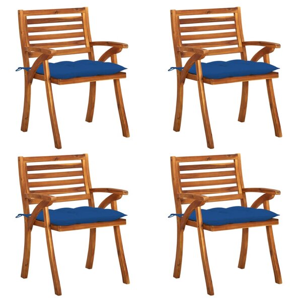 vidaXL Chaises de jardin avec coussins lot de 4 Bois de teck solide