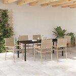 vidaXL Ensemble de Salle à Manger de Jardin 7 Pièces Beige en Poly Rattan