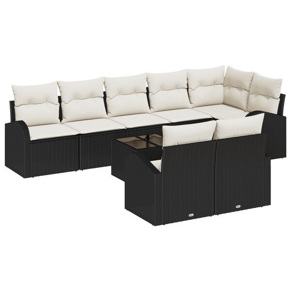 vidaXL Canapé de jardin 8 pièces avec coussins en poly rotin marron