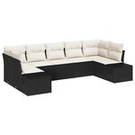 vidaXL Ensemble de canapé de jardin avec coussin 7 Pièces Noir et crème