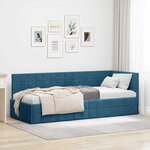 vidaXL Cadre de lit d'angle avec tête de lit Bleu 80 cm x 200 cm tissu