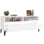vidaXL Meuble TV blanc brillant 100x34 5x44 5 cm bois d'ingénierie