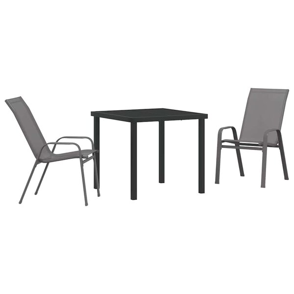 vidaXL Ensemble de salle à manger pour jardin 3 Pièces Gris et Noir