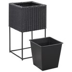 Vidaxl lits surélevés de jardin 3 pièces résine tressée noir