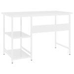 Bureau table poste de travail meuble d'ordinateur informatique étude d'ordinateur 105 x 55 x 72 cm MDF et métal blanc 02_0023709