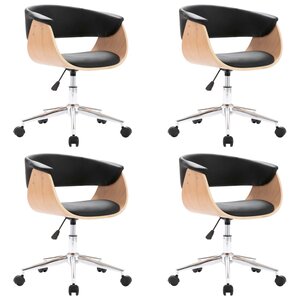 vidaXL Chaises pivotantes à manger lot de 4 Noir Similicuir