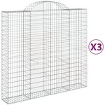 vidaXL Paniers à gabions arqués 3 Pièces 200x50x180/200 cm Fer galvanisé