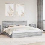 vidaXL Lit de Rangement Gris Sonoma 200 x 200 cm Bois d'ingénierie