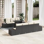 vidaXL Set de 8 Canapés de Jardin avec Coussins noirs en Poly Rattan
