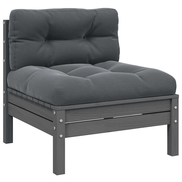vidaXL Canapé central de jardin avec coussins anthracite Gris Pin