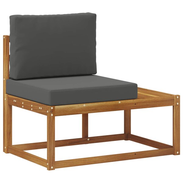 vidaXL Canapé d'extérieur en bout avec coussin Naturel et Anthracite