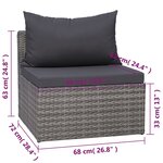 vidaXL Salon de jardin 8 Pièces avec coussins résine tressée gris